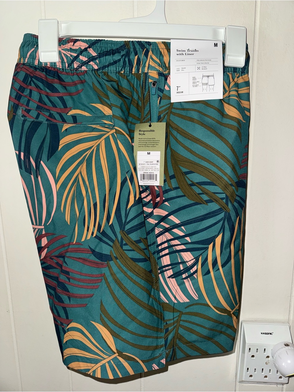 Goodfellow & Co Teal Multi Tropical Print Swim Shorts